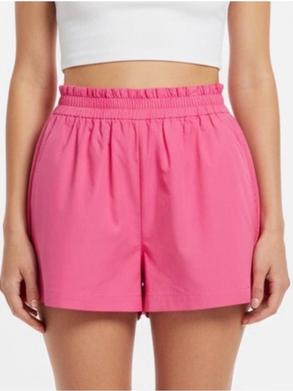 Faithfull the Brand Hot Pink High-Waist Elastic Shorts